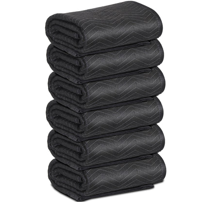 6 Pack Heavy-Duty Moving Blankets (80” x 72”)